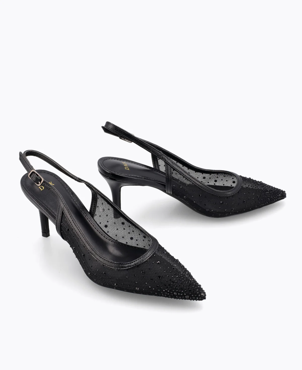 Crystal Muse Slingback Heel Pumps - Black - Image 2