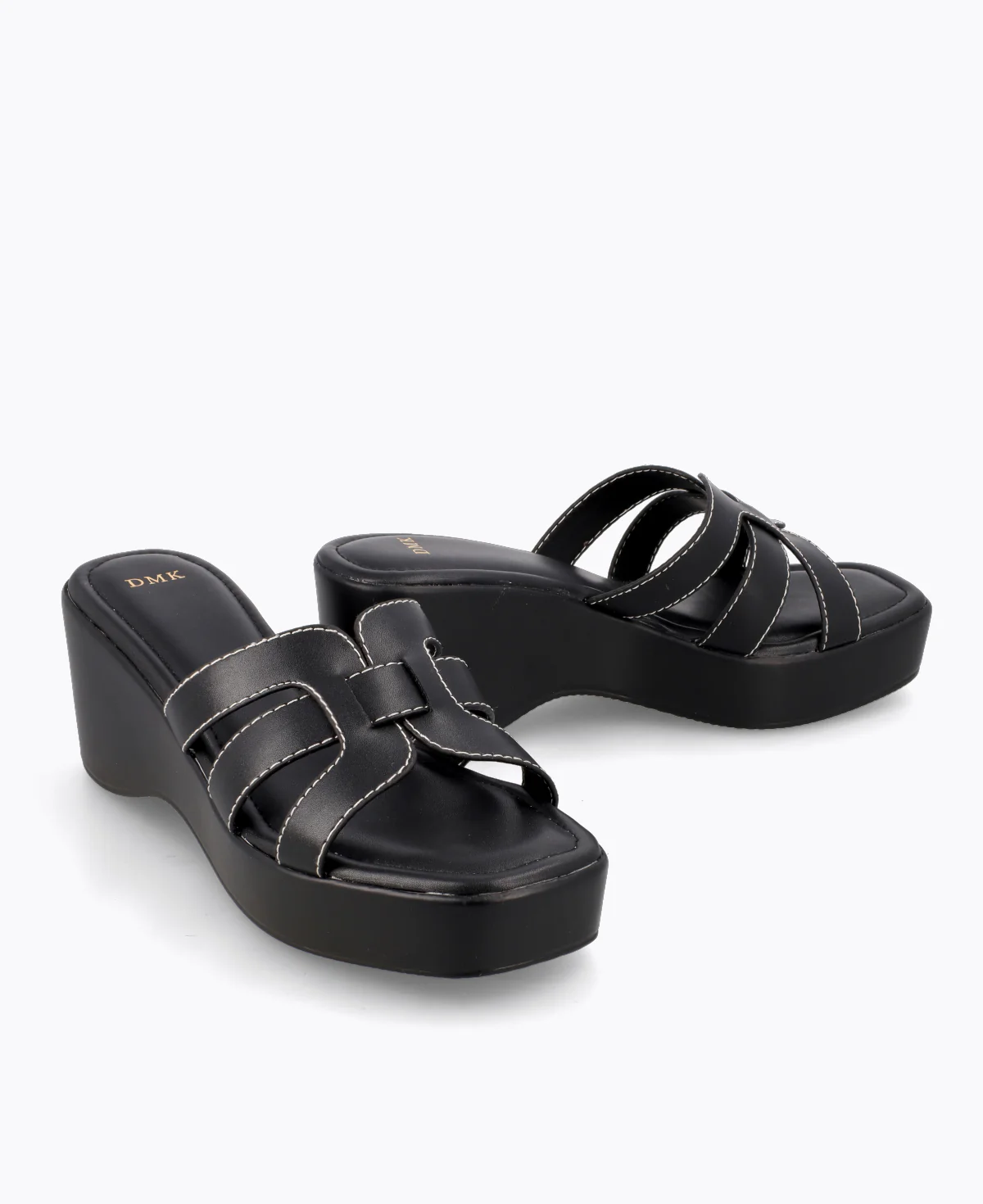 Emily Platform Wedge Sandals - Black - Image 2