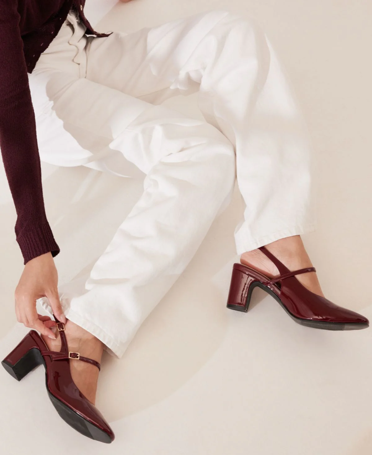 Lena Slingback Mary Janes - Maroon - Image 7