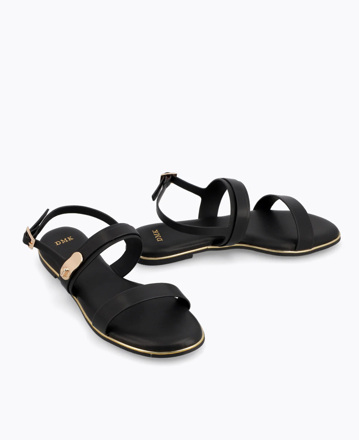 Nola Strappy Flat Sandals - Black - Image 2