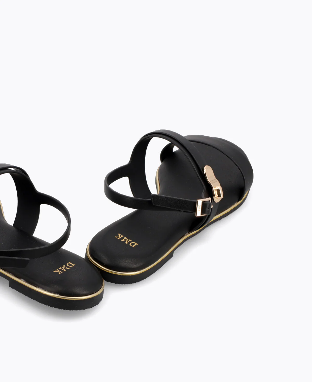 Nola Strappy Flat Sandals - Black - Image 3