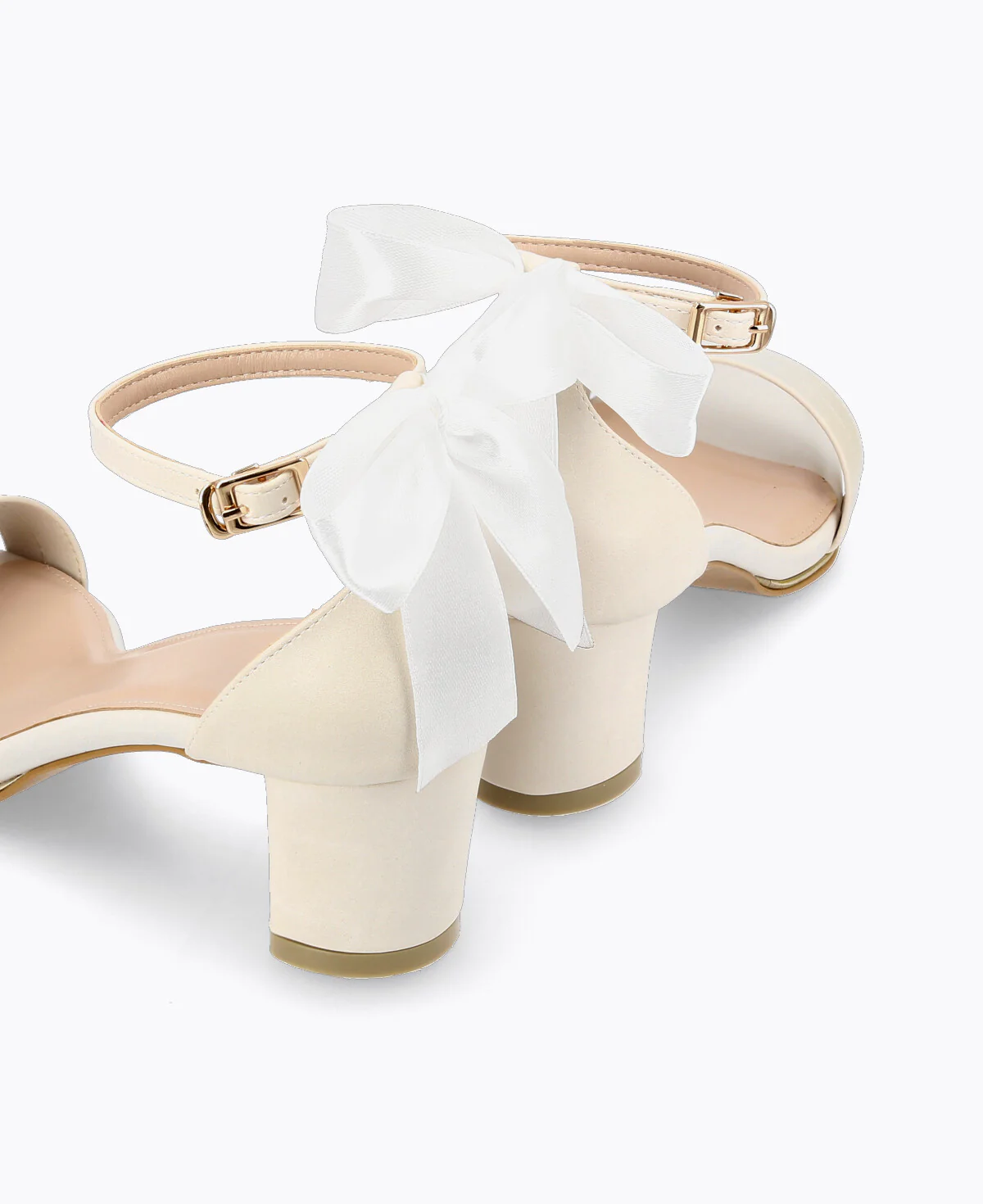 Sophia Bow Heel Sandals - Beige - Image 4